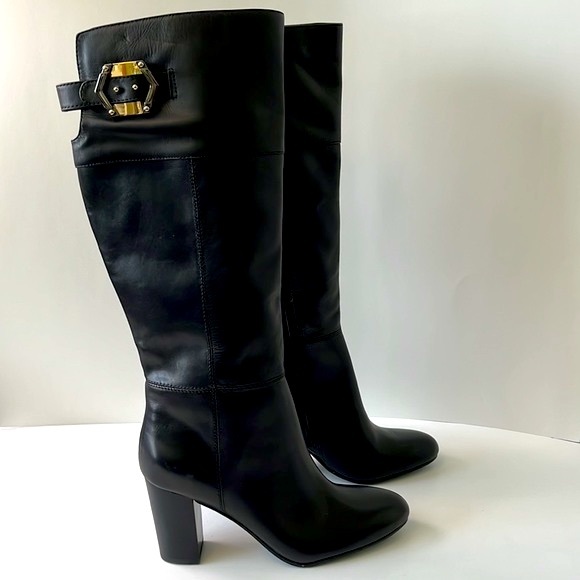 Isola 'Coralie' Leather Over the Knee Block Heel Boots, Black, size 8M - Picture 7 of 15